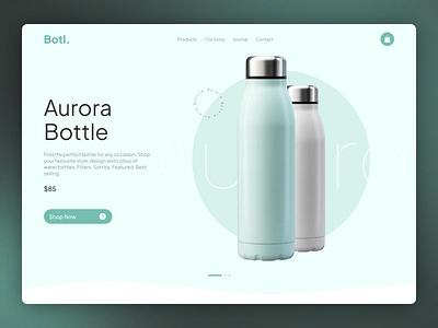 Botl - Hero Section 3d bottle clean design figma framer free freebie hero minimal refreshing section ui web webflow website