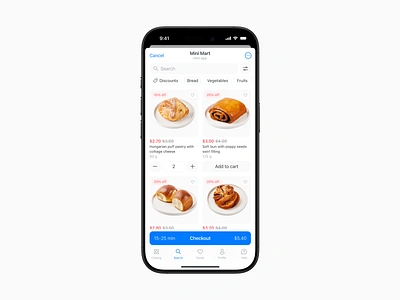 Mini Mart E-commerce Telegram Mini App app apple baking bread clean design cross platform design inspirations ecommerce ios ios design mini app minimal ui mobile modern design product design telegram ui design ux design visual design