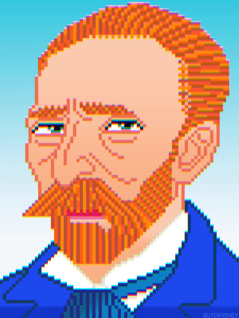 Van Gogh 8bit animation big pixel design illustration peter stemmler pixel pixel art portrait quickhoney van gogh