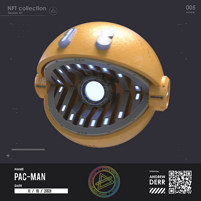 Mecha Pac-man animation 3d animation arcade art artvork cartoon character game mech nes nft pacman retrogame tech virtual