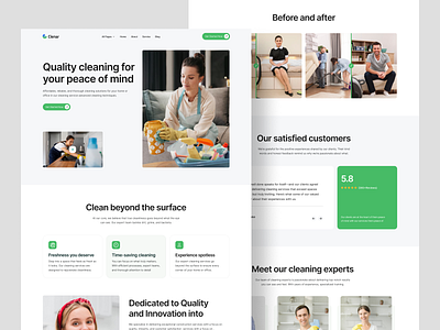 Cleaning service landing page clean cleaning services home home page home services house services landing page real estate service services ui ux web web design website