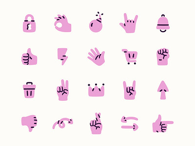 Symbols / Hand Gestures cute doodle flat hand drawn hand gestures hands icons illustration line art stickers symbols vector