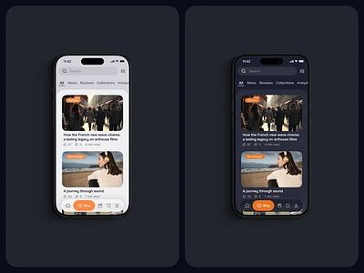 Cascade app — light & dark theme app design cinema app dark theme ios app light theme mockup online cinema ui ui design ui kit ux design