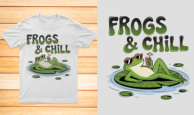 ✨Frogs & Chill amazon animal apparel art branding business custom t shirt design etsy frog graphic design illustration logo print on demand redbubble shop t shirt vector wild wildlife