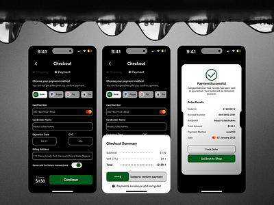 Credit Card Checkout UI cart checkout checkout summary design ecommerce mobile app mobile design payment payment complete payment successful ui ux website