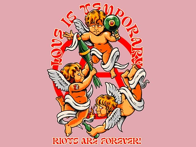 RIOT CUPIDS - VECTOR ILLUSTRATION art branding cupid design graphic design illustration logo merchandise poppunk punkrock riot tshirt design valentine vector