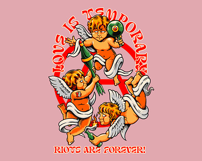 RIOT CUPIDS - VECTOR ILLUSTRATION art branding cupid design graphic design illustration logo merchandise poppunk punkrock riot tshirt design valentine vector