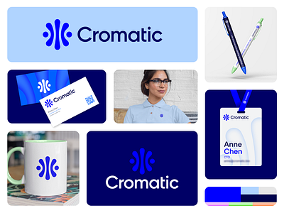 Cromatic.bio® blue brand branding cells design logo logomark research science logo