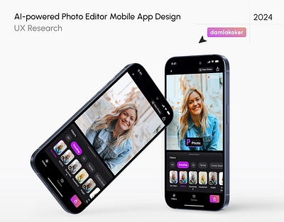 📸 AI-powered Photo Filter Mobile App - UX Research app design benchmark dark theme editor app figma mobile app mobile app design mobile app redesign netnography product design ui uiux ux ux reseach