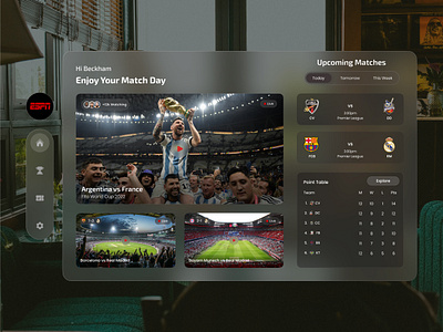 Sports Spatial UI⚽ app design product design ui ux