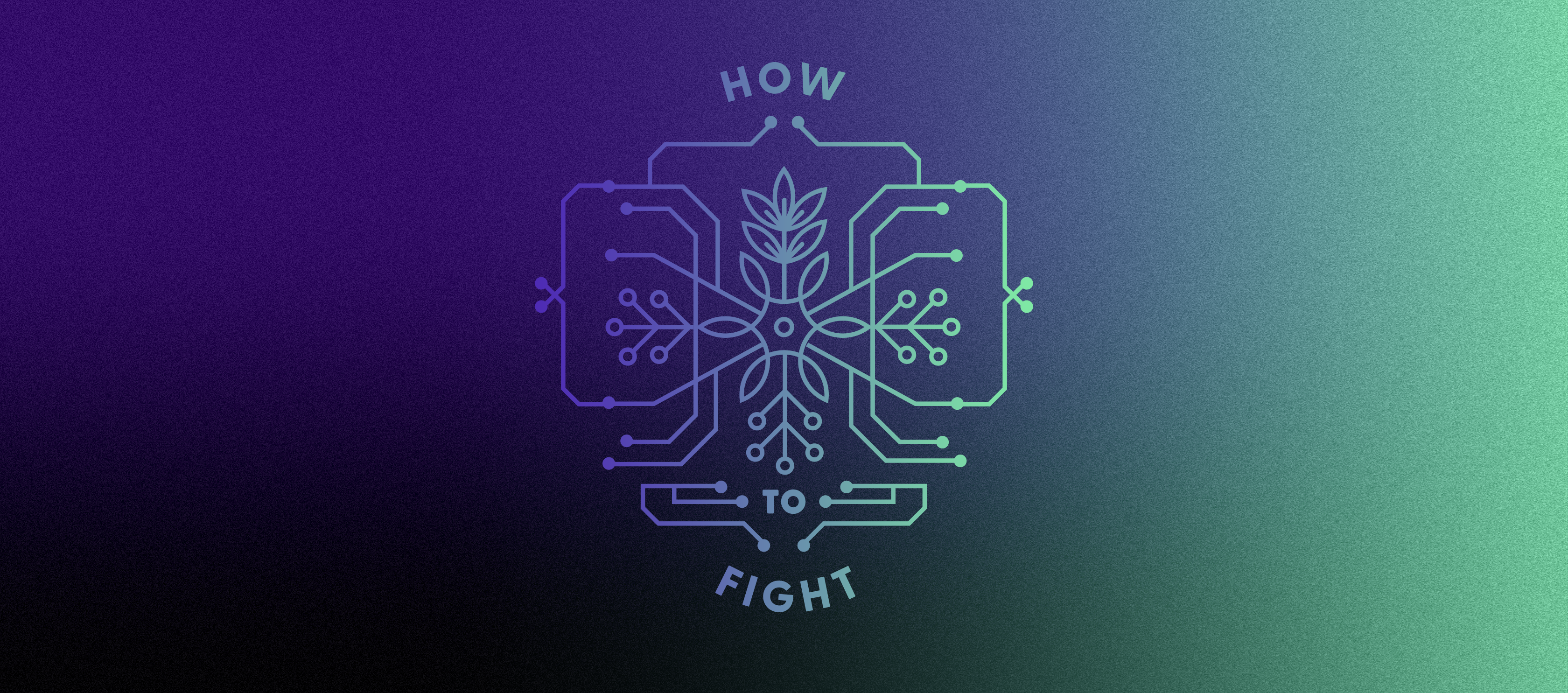 How to Fight badge christian church circuitry colorful design ephesians gradient green illustration logo neuron purple sermon series vector