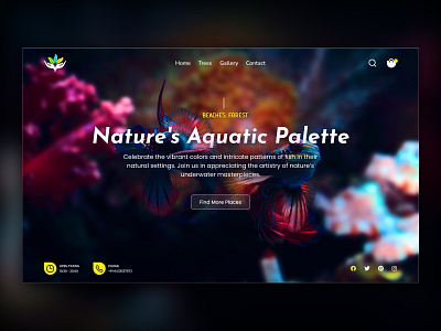 Serene Fish & Nature-Inspired Hero Section Designs adobe xd branding creative web design figma design figmadesign fish design graphic design hero section landing page design logo minimalist design modern ui nature aesthetic nature design trendy web design ui uiux design user experience web design inspiration website design