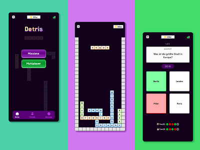 Detris: mix of tetris and german learning (DE) detris figma game game ui gameui quizgame tetris ui user experience user interface