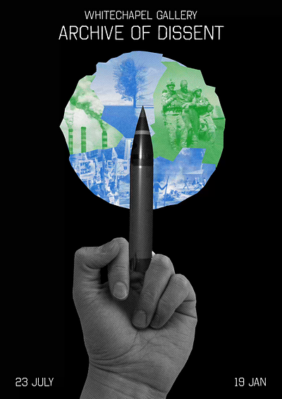 Archive of Dissent - MIDDLE BALLISTIC MISSILE animation archive of dissent graphic design peter kennard war art war poster whitechapel gallery