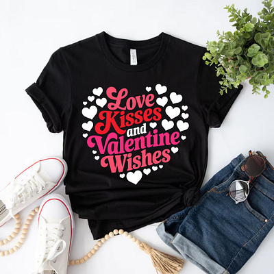 Valentines T-shirt Design bulk t shirt design clothes clothing eps graphic design heart illustration kisses love svg file t shirt t shirt design template typography valentine valentines day vintage