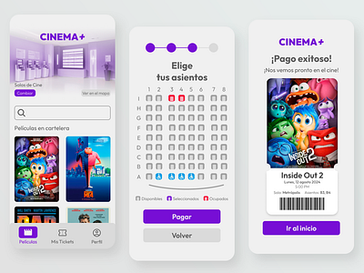 Cinema+ - App para un Cine - Movie Theater App app design ui ux