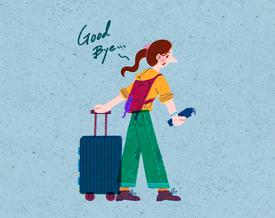 Today is the Last Day of the Trip art artwork bag departure design fashion goodbye illust illustration ipad jeans jumper luggage photoshop ponytail procreate shoes tweetyheather umbrella watch