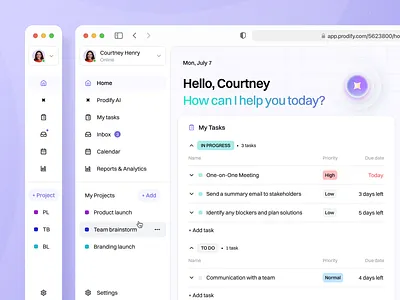 AI Task Manager — SaaS web app ai b2c branding concept dashboard design figma geometry golden grid graphic design illustration interface saas task task manager typography ui user experience ux