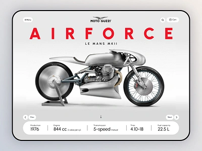 Vintage motorbike app app design bike custom bike landing page minimal moto motoguzzi motorbike racing ui vintage