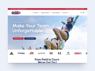 Custom Sports Apparel – Hero Exploration apparel blue brand position cheerleaders college custom hero high school jerseys promo red sports teams ui uniforms ux web web design website website design