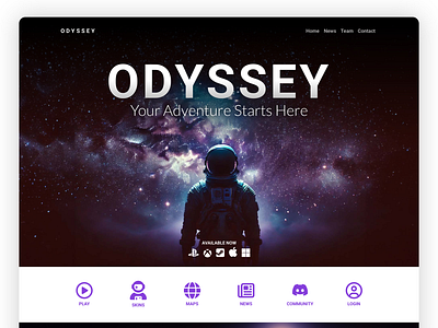 Odyssey - Blocs Site Template futuristic gaming mac minimal space website website builder