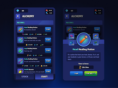 Game Alchemy Craft pop-up alchemy app craft game game ui mobile mobile game ui