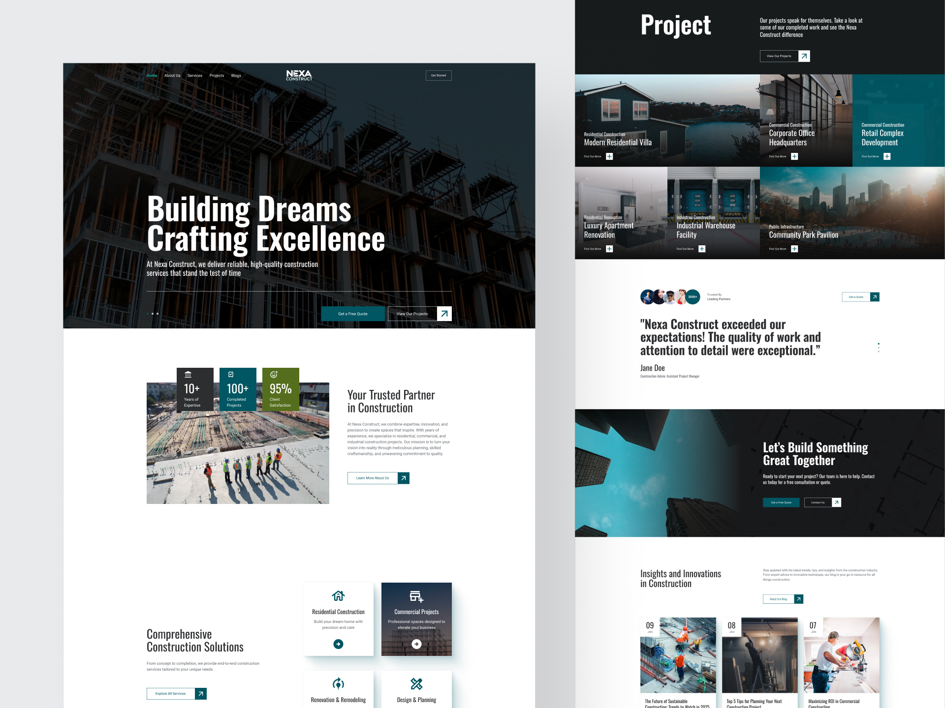Nexa - Construction Partner construction landing page ui ui design ui ux web design website