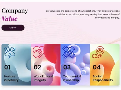 Company Value hover animation interaction minimalism motion graphics ui ux