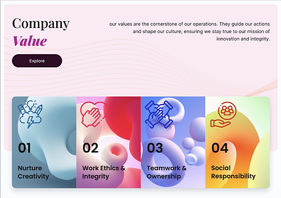 Company Value hover animation interaction minimalism motion graphics ui ux