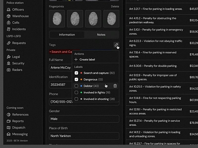 Manage Labels · Koala UI dark dark mode dashboard design system dropdown dropdown menu koala label landing landing page table ui ui design ux ux design uxui