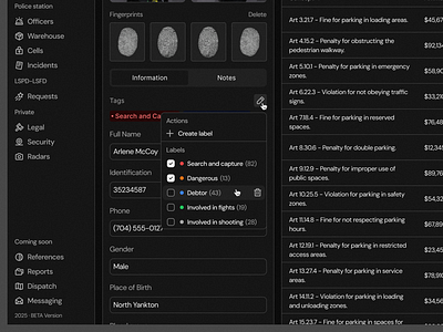 Manage Labels · Koala UI dark dark mode dashboard design system dropdown dropdown menu koala label landing landing page table ui ui design ux ux design uxui