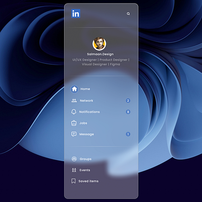 Glass morphism sidebar LinkedIn & Facebook dashboard dashboard ui design glass ui design glass ui ux design glassmorphism minimal ui design sidebar ui