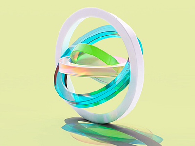 Orbit Rings 3D 3d 3d art 3d design 3d render abstract abstract art animation colors design digital digital art geometric late yellow lime green modern orbit ring teal transparent white