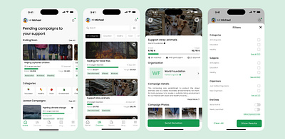 Crowdfunding Campaign App blog campaigns crowdfunding campaign design design challenge design system donate figma graphic design interactiondesign promote report support support animals ui user experience user interface ux