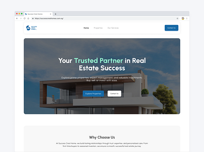 Success Crest Website Hero Section estate estate management website estate website graphic design herosection landing page property property management real estate ui ui design uiux design user interface website design