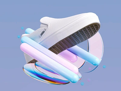 Vans Float: 3D Product Visualization 3d 3d design abstract bar brand identity branding design floating footwear footwear brand light modern modern design pastel shapes playful product design product visualization sneakers visual visualization