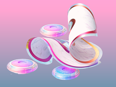 3D Chromatic Cascade 3d abstract cascade chromatic colorful composition design digital digital art flowing form layered modern pastel pastel pink pattern reflection smooth texture visual design