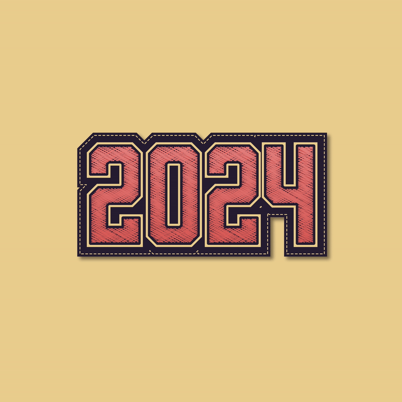 That's a Wrap on 2024! dan kuhlken design dkng dkng studios embroidered embroidery graphic style illustrator nathan goldman patch text type typography vector