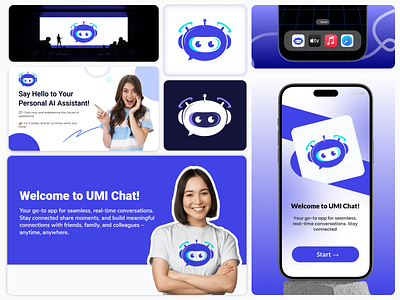 AI- UMI Chat Bot Logo 3d ai ailogo brandidentity branding creativedesign dailyui designcommunity dribbbleshots graphicdesign illustration logo logodesign logoinspiration trending ui uiux