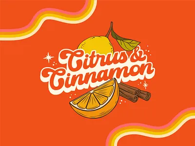 Citrus and Cinnamon Salon Logo 70s branding cheerful cinnamon citrus colorful hair hayley williams lemon logo orange paramore retro salon seventies sparkle stylist vintage vivid wavy