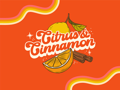 Citrus and Cinnamon Salon Logo 70s branding cheerful cinnamon citrus colorful hair hayley williams lemon logo orange paramore retro salon seventies sparkle stylist vintage vivid wavy