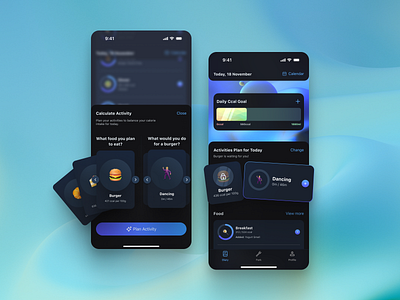 Tracking Ccal App – Balance Your Day calculator ccal counting ccal food gamification inspiration ios mobile tracking ui ui ux ux