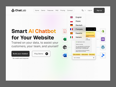 Sass Project: Redesign of chatlab website chatbot landing page redesign sass ui