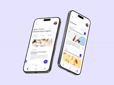 Inmed Content Delivery App - Main Screens 2025 animated app bookmark content delivery design home screeen inspiration medicine screen search ui ux