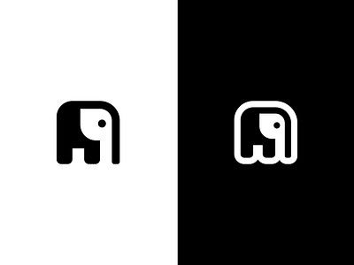 Elephant Logo Design animal black and white branding bw elephant logo logo design monochrome