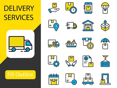 Delivery Services Color Line Icons delivery color icons design graphic design ui vector