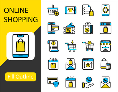 Online Shopping Color Line Icons design graphic design online shopping shopping vector