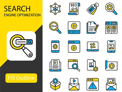 Search Engine Optimization Color Line Icons design graphic design search engine optimization seo vector