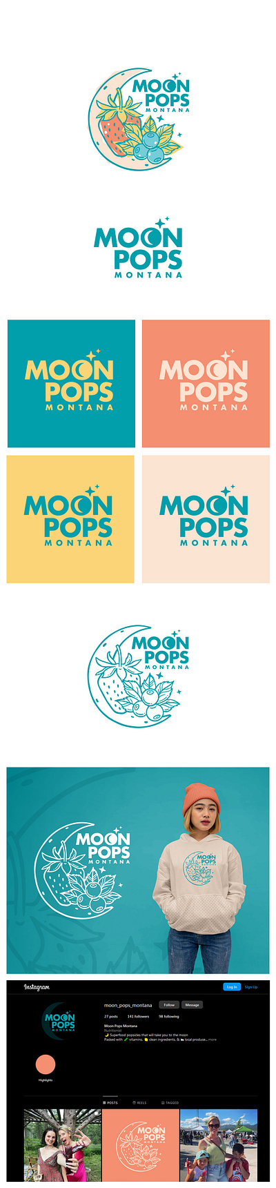 Moon Pops Montana (Client's work) drawing fruit healthy logo montana moon popsicle