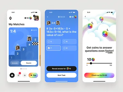 Gamified SAT Prep App app clean design education education app exams prep app game gamified app interactive learning ios mobile mobile app design product design quiz app sat sat prep study ui inspiration ui ux user interface virtual currency